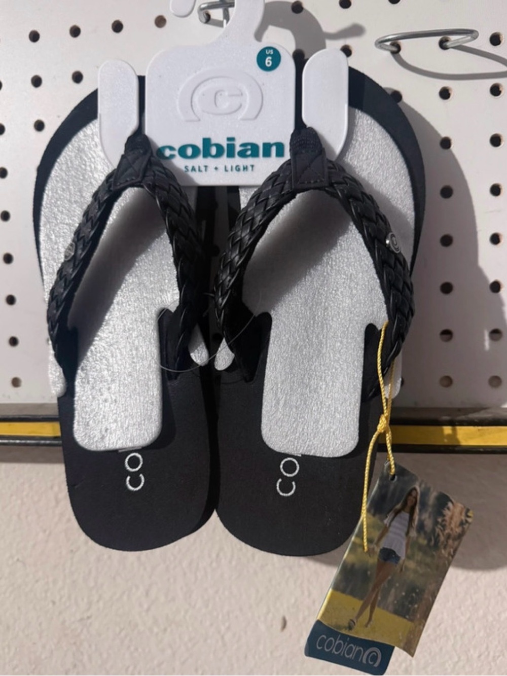 Cobian Women's Black Braided Strap Flip Sandals